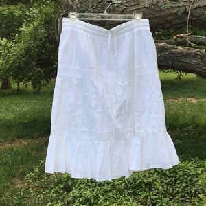 Theory white cotton gypsy style skirt size small